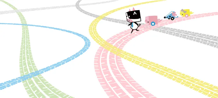 トラックのタイヤ跡とウシトラのキャラクター4